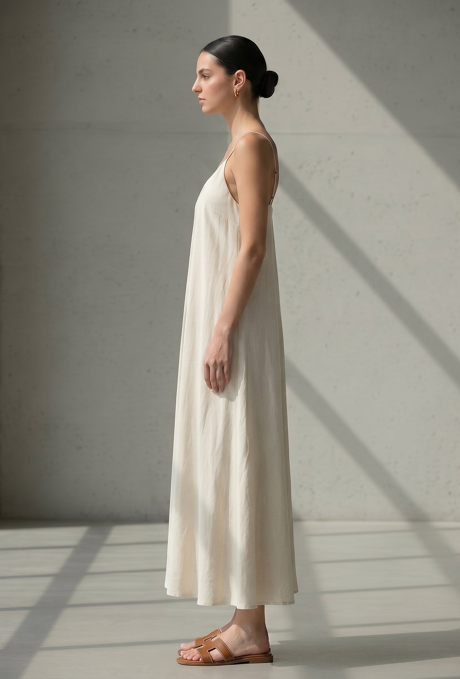 Ivory Breeze Strappy Cotton Maxi Dress