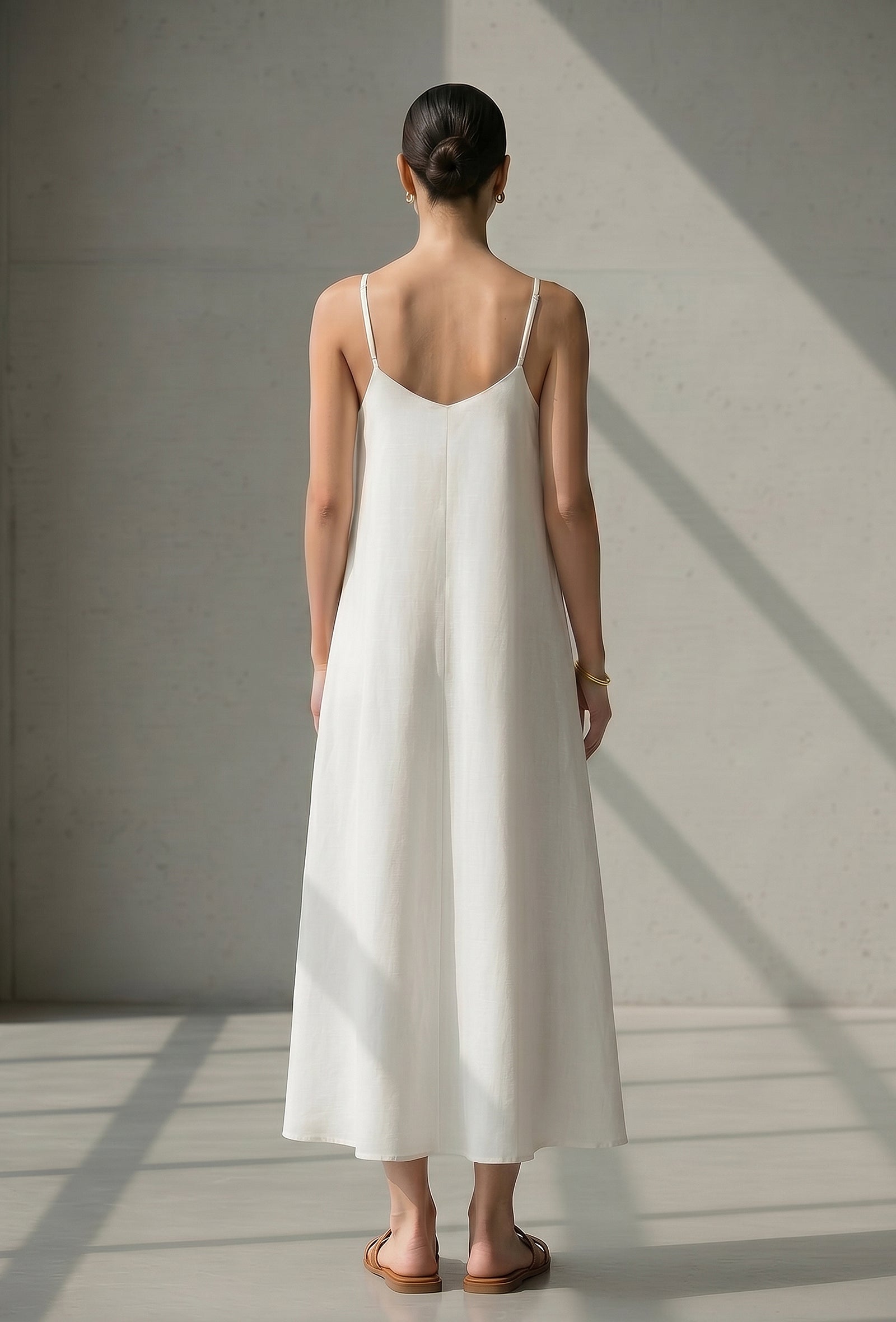 Ivory Breeze Strappy Cotton Maxi Dress