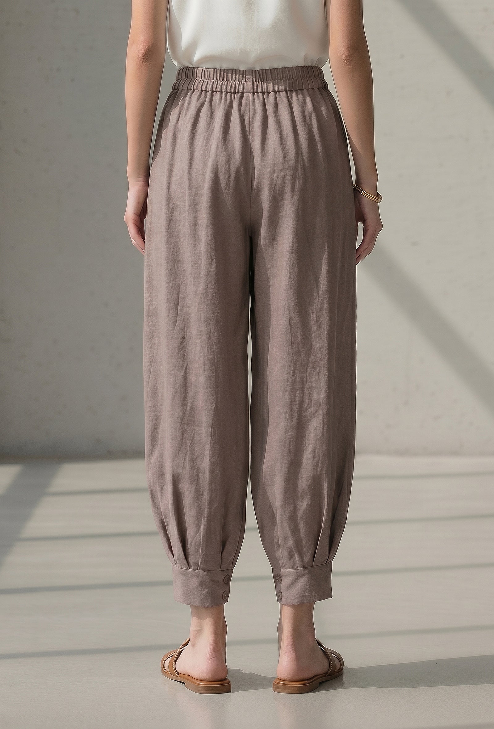 High-Waisted Pleated Harem Pants