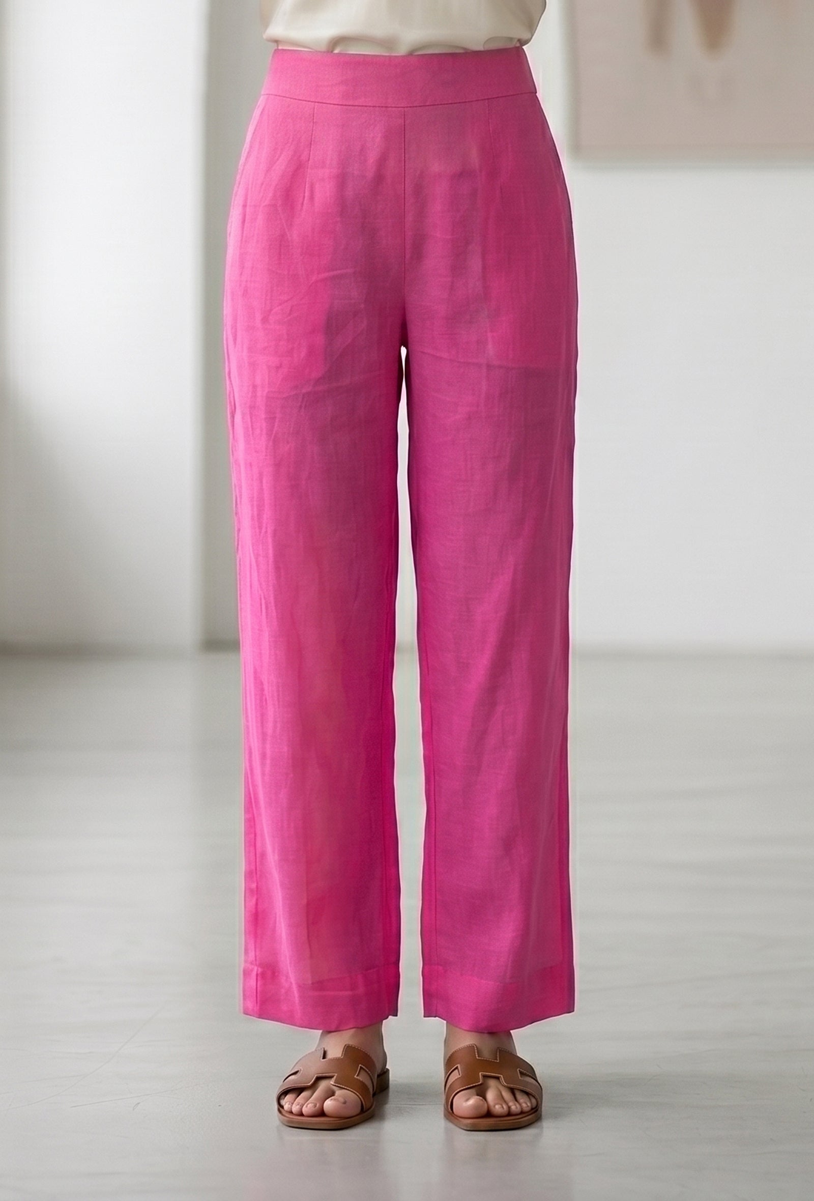 Set Of 2: Fuchsia Pink Kurta & Straight Pant