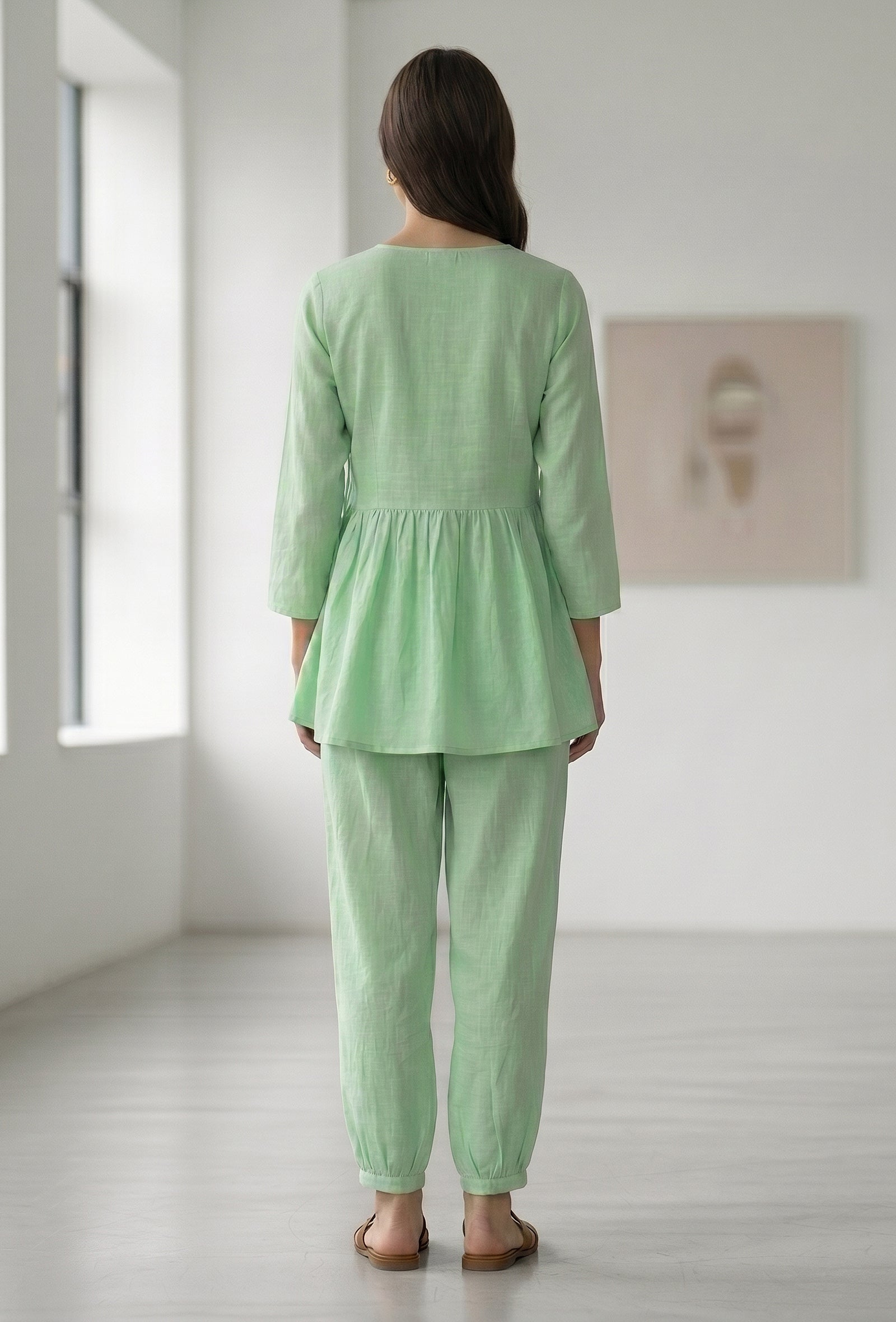 Mint Green Wrap Peplum Co-Ord Set