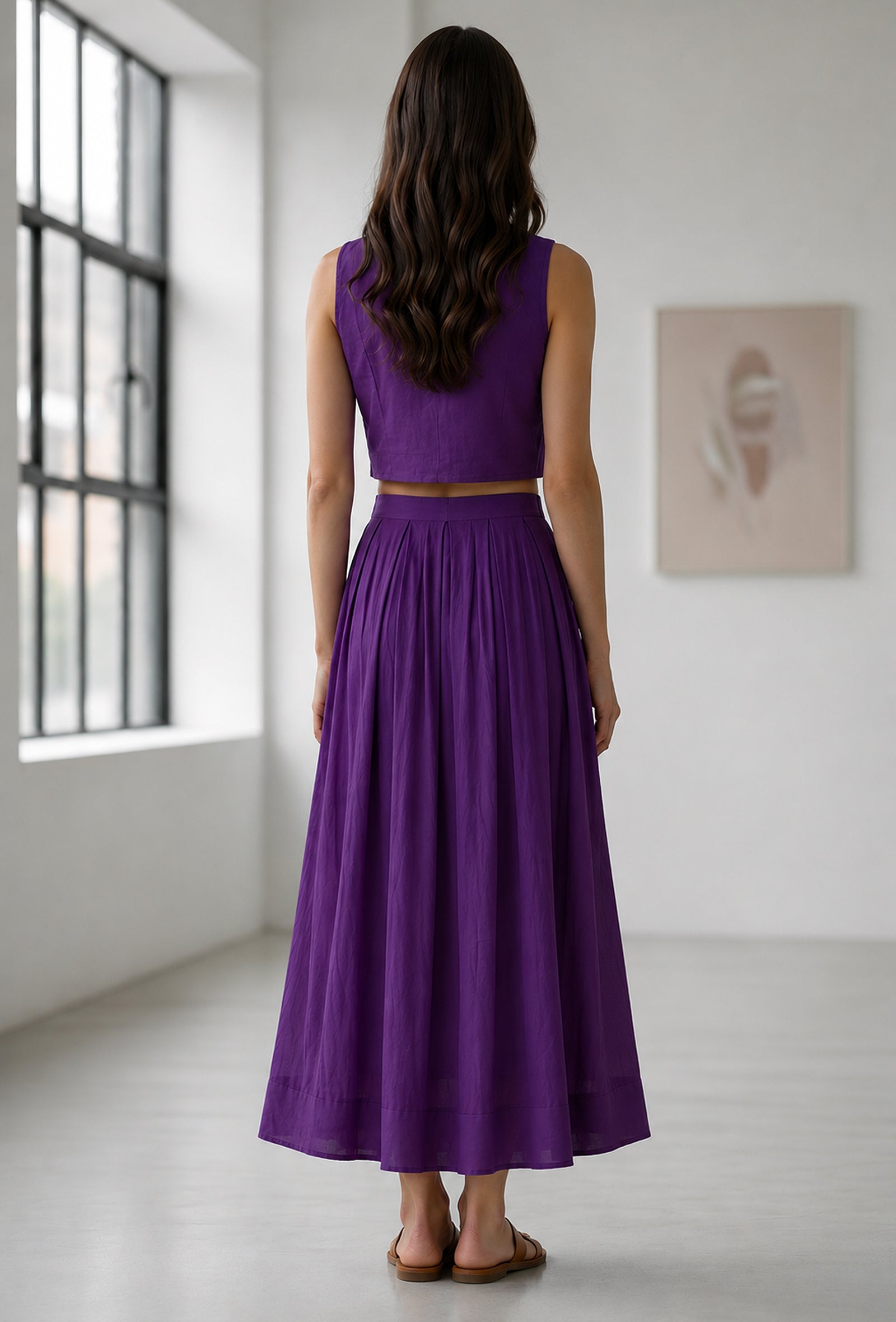 Purple Crop Top & Flared Skirt Co-Ord Set