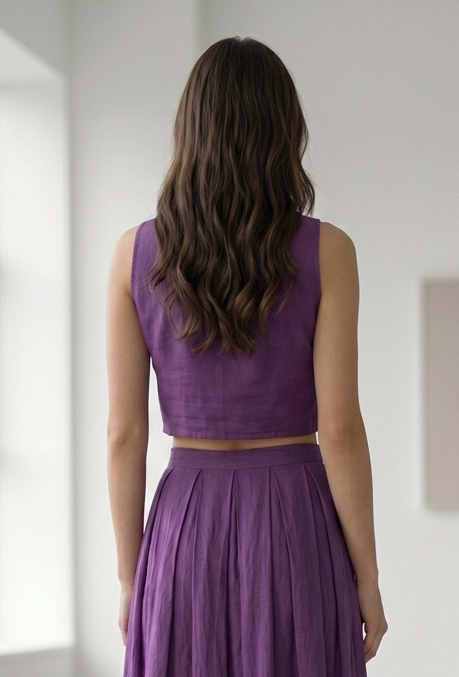 Purple V-Neck Crop Top