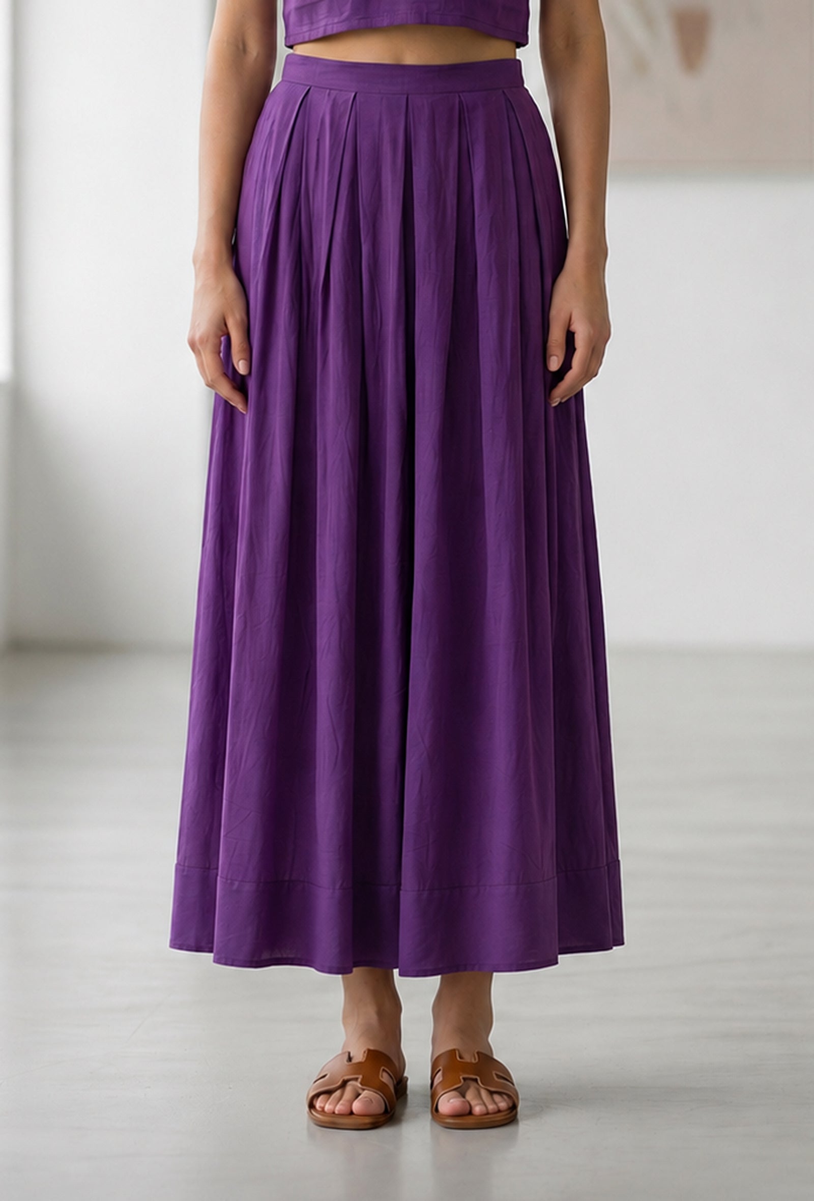 Purple Crop Top & Flared Skirt Co-Ord Set