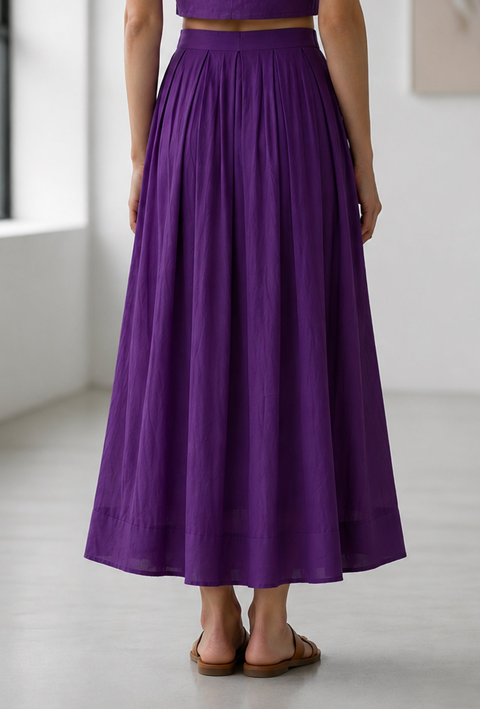 Purple Pleated Maxi Skirt