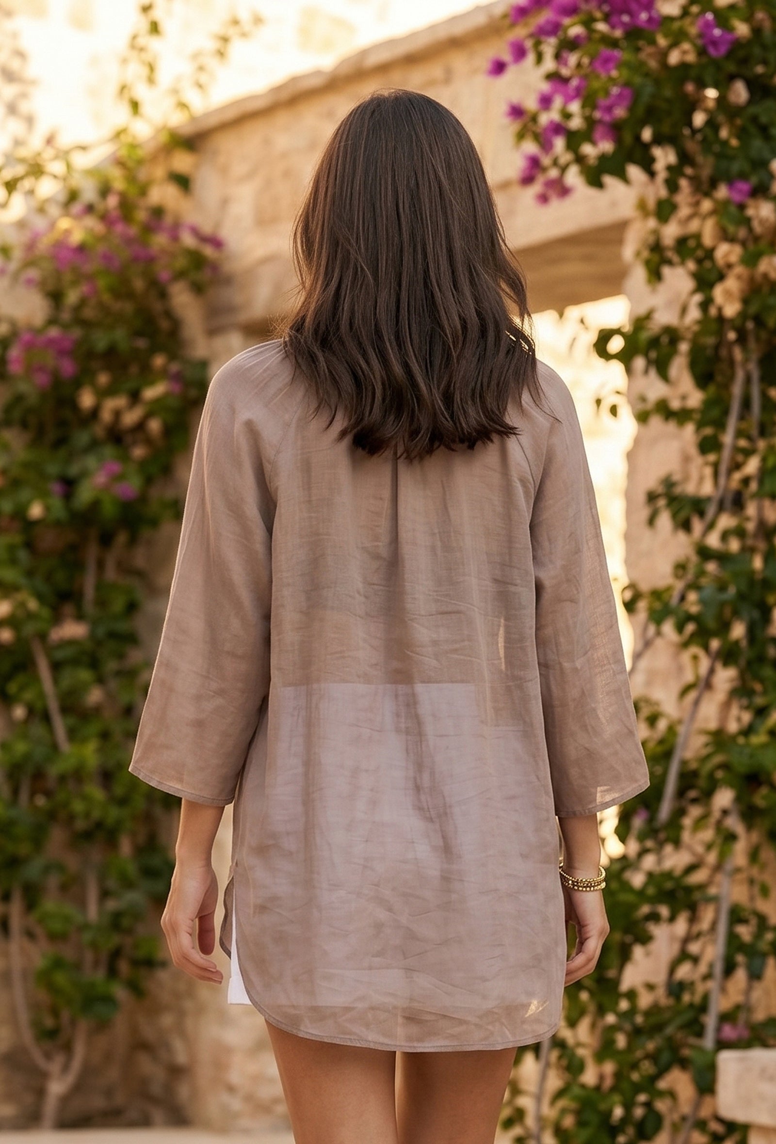 Taupe Sheer Oversized Shirt
