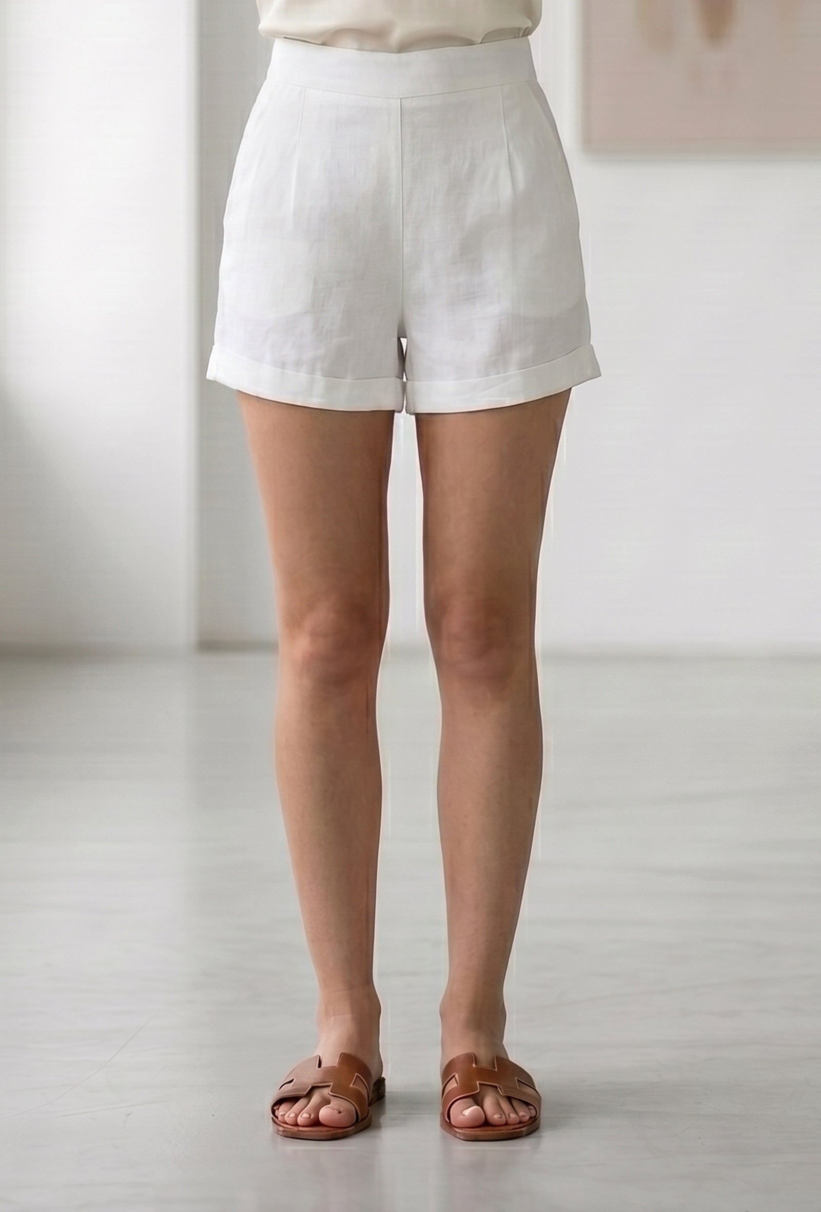 White Cotton Summer Shorts