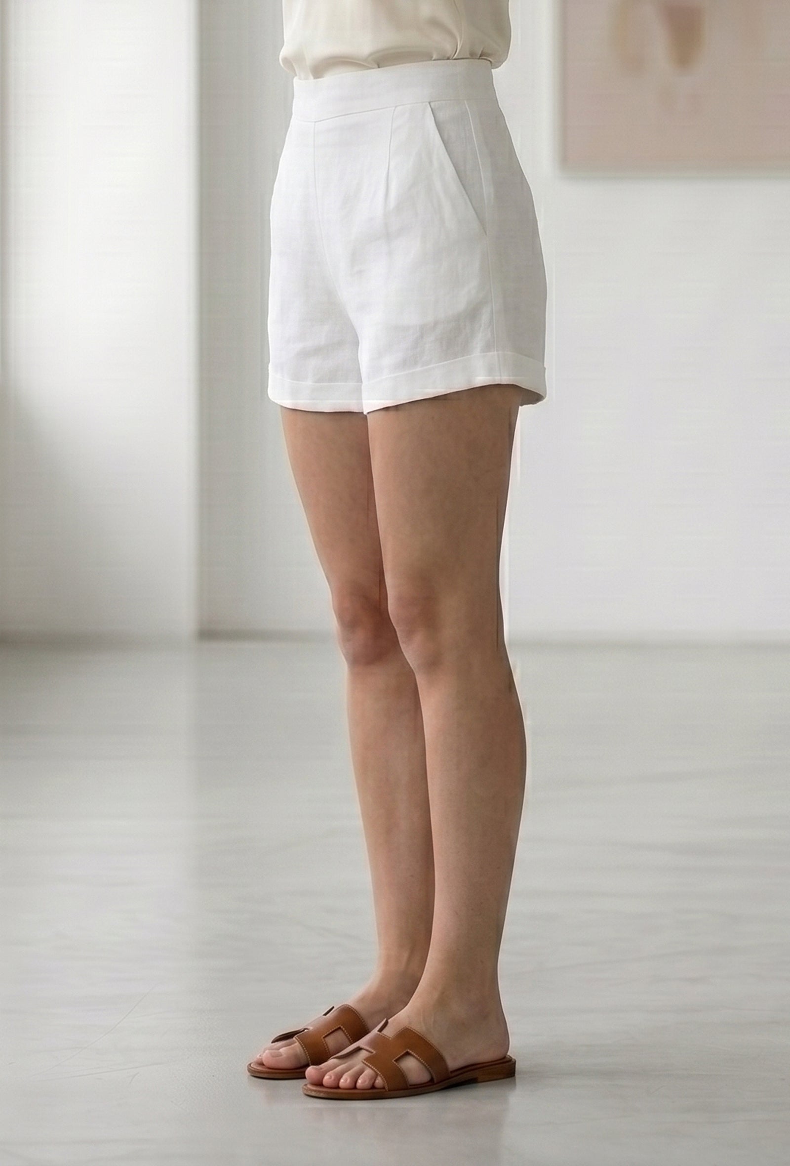 White Cotton Summer Shorts