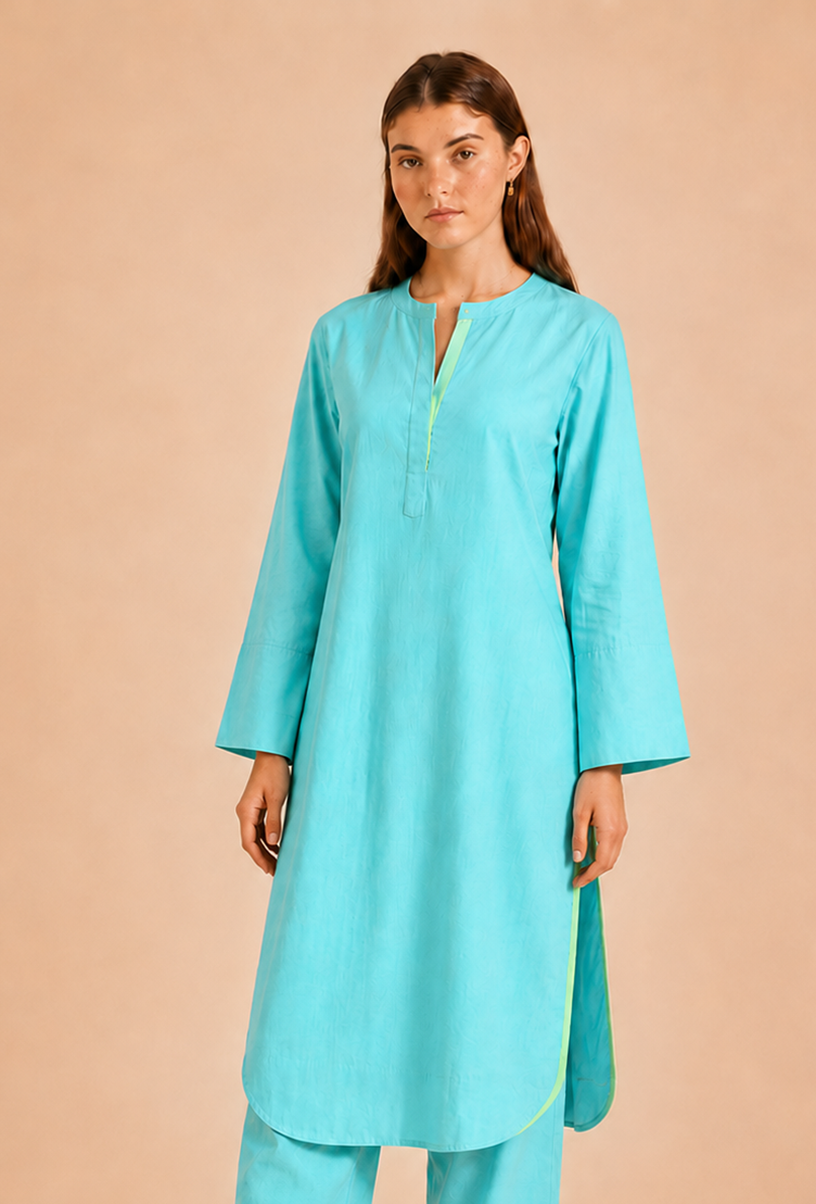 Aqua Blue Cotton Kurta