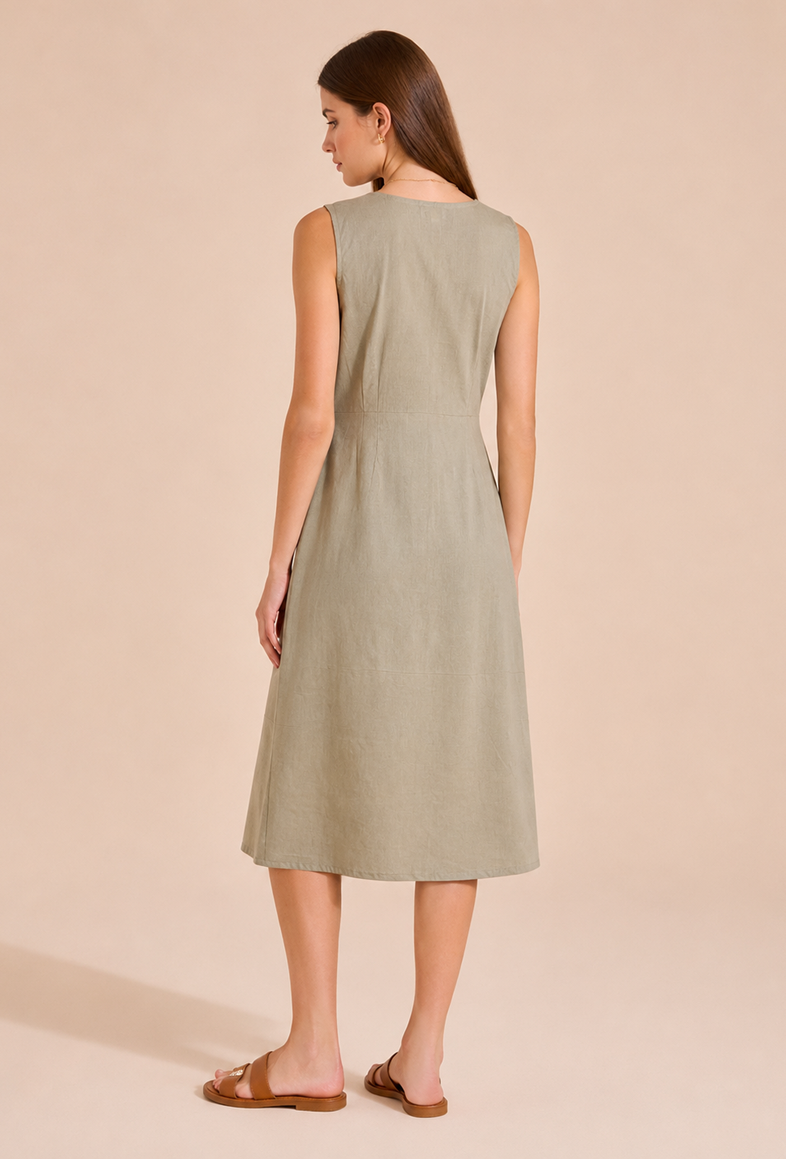 Sage Green Wrap Midi Dress