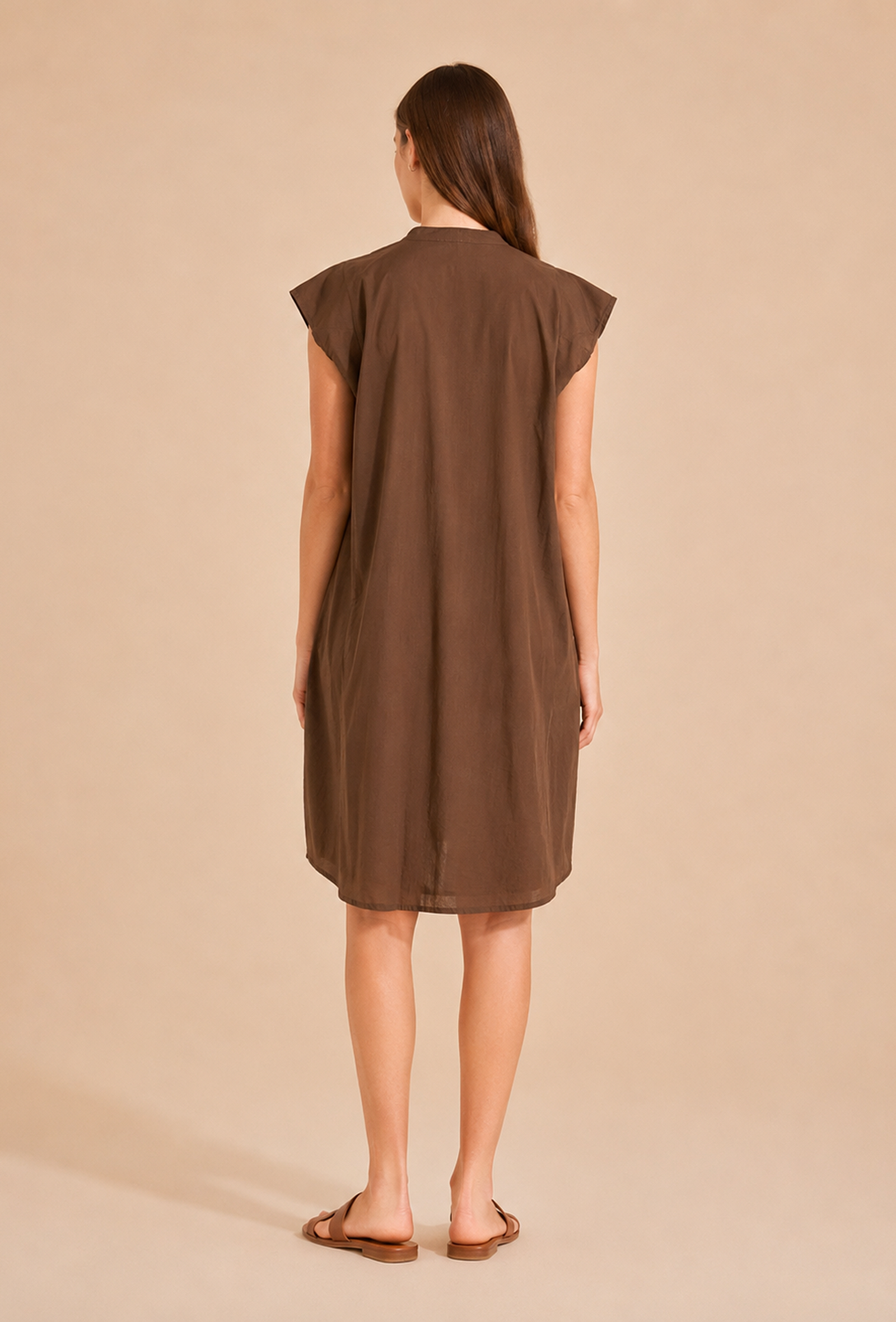 Chocolate Brown Pintuck Cotton Dress