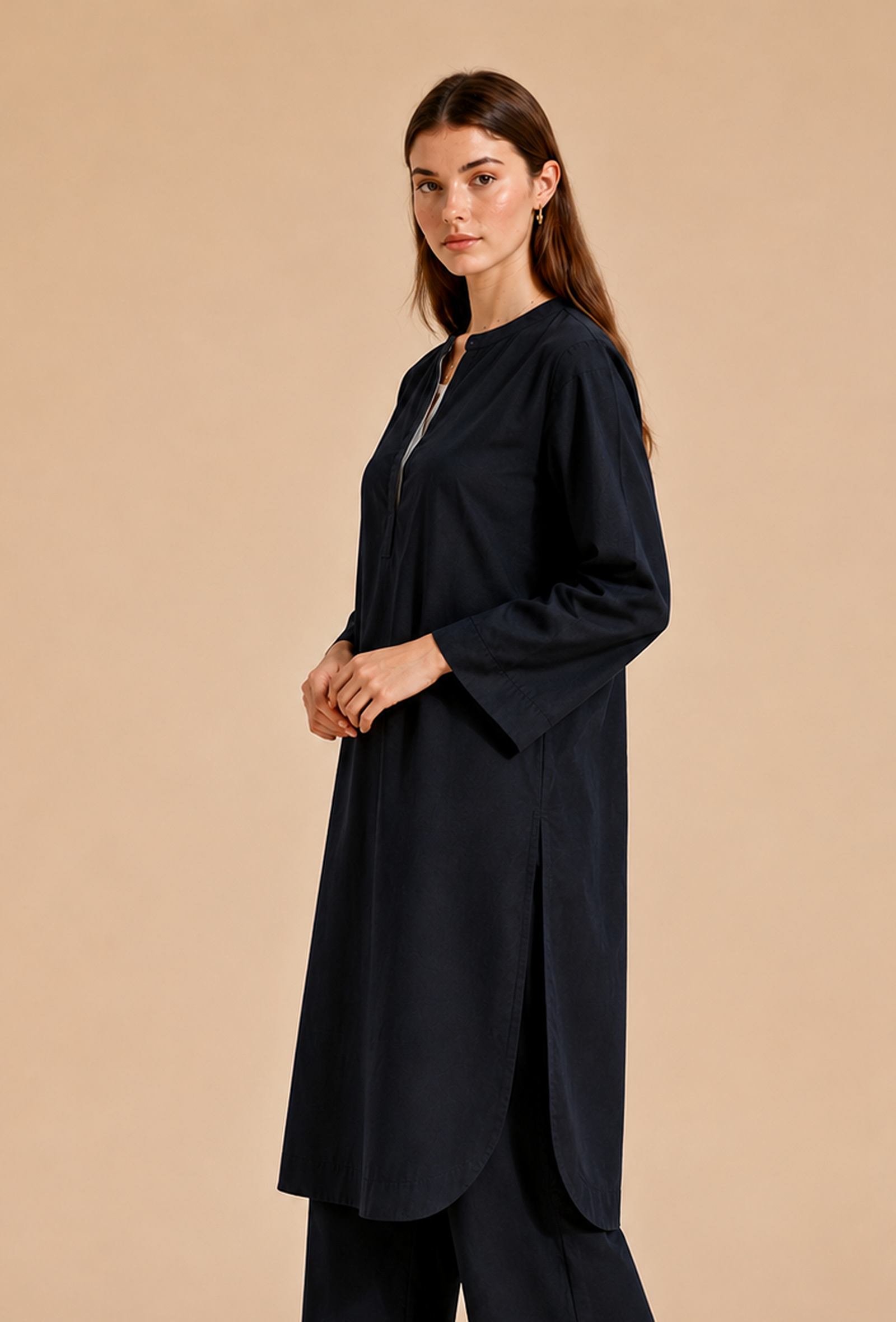 Black Cotton Kurta