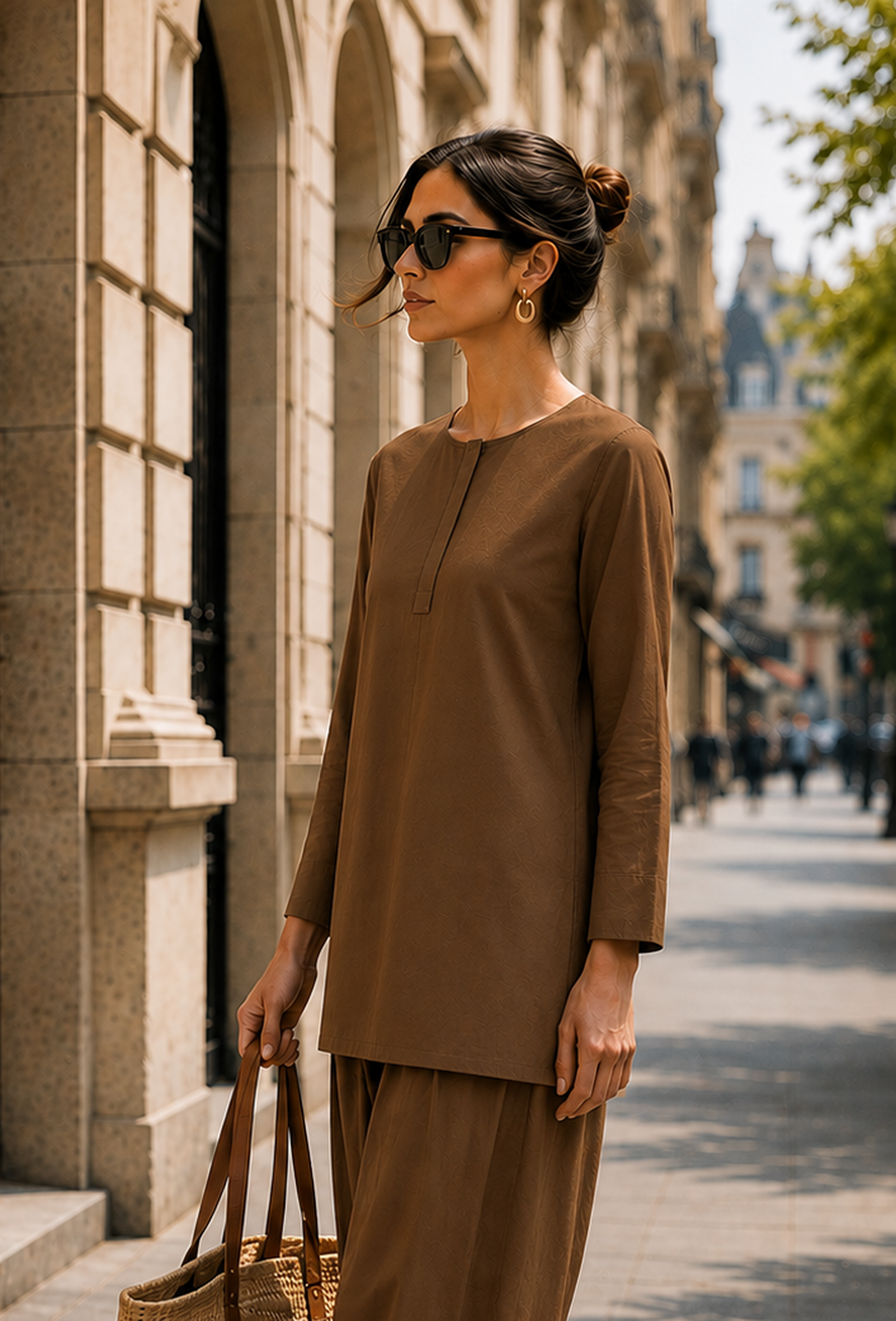 Mocha Brown Textured Cotton Kurta