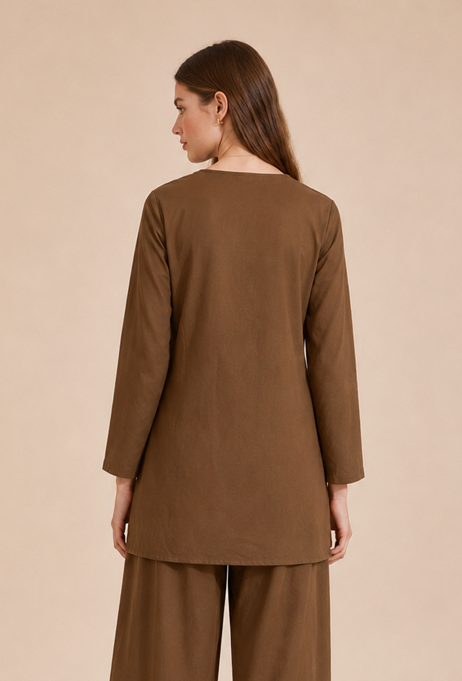 Mocha Brown Textured Cotton Kurta