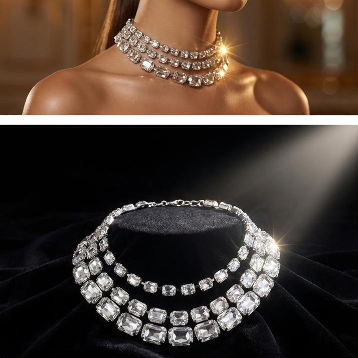 Three Layer Crystal Necklace