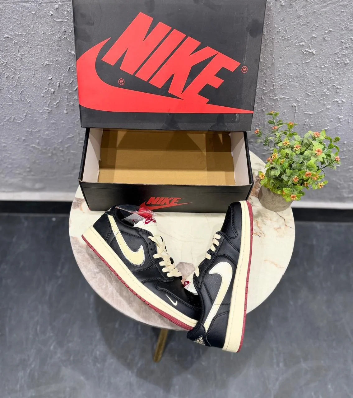 Nike Air Jordan Retro 1 Low x Nigel Sylvester Premium Sneakers – Black Sail Burgundy