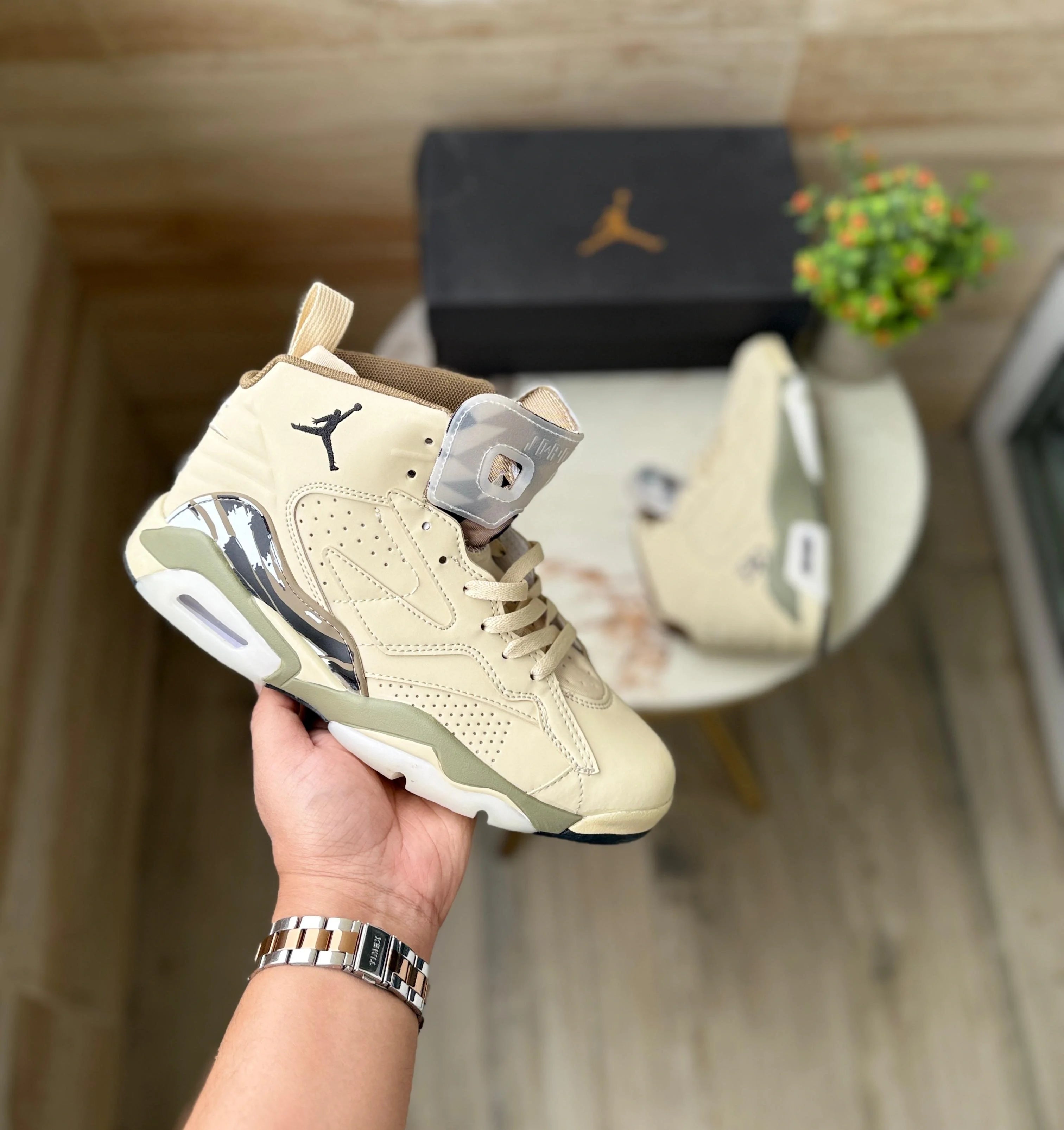 Air Jordan Retro 6 Jumpman MVP Tan Sneakers for Men