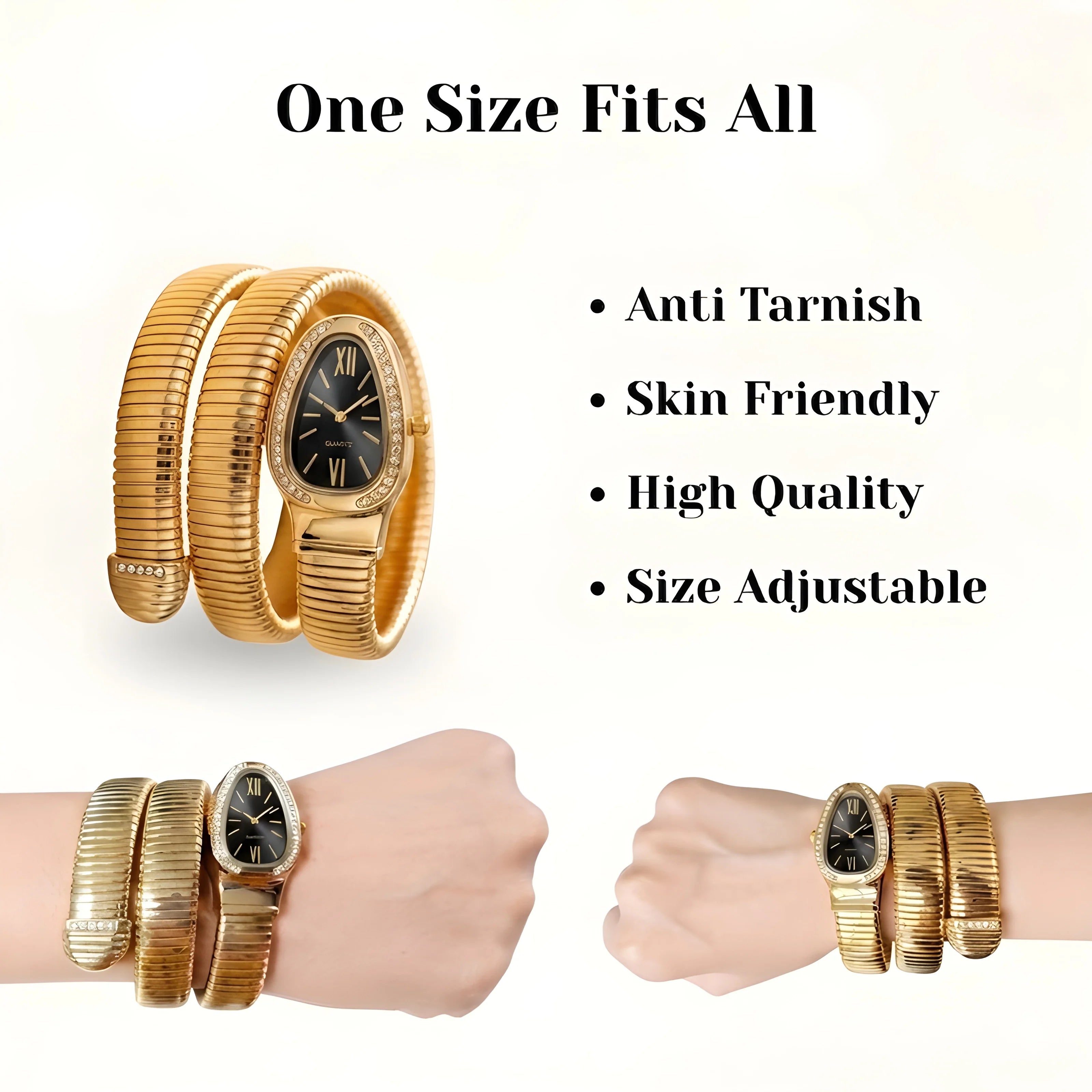 Black Gold Snake Watch
