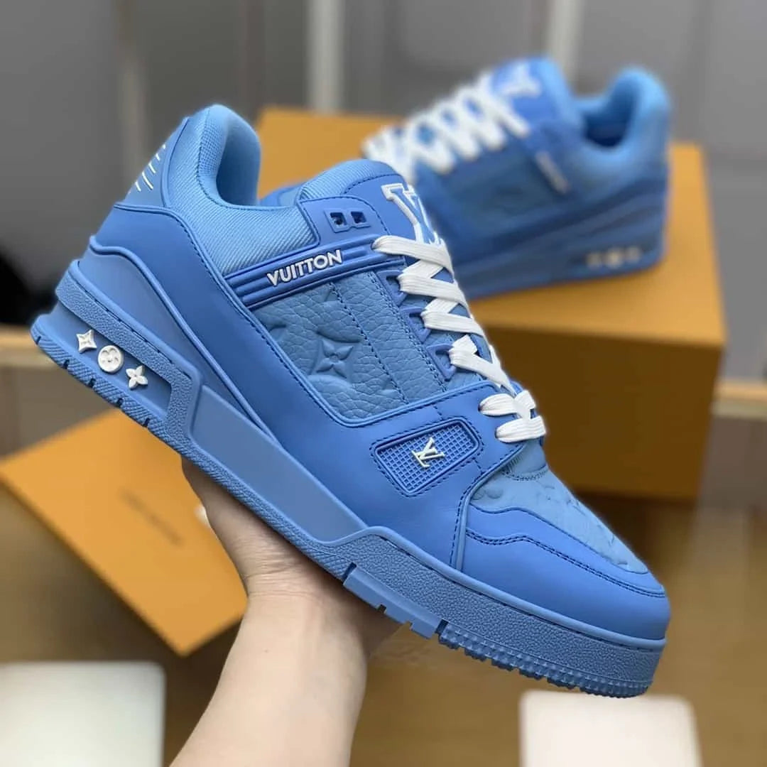 LV Style Blue Trainer Sneakers for Men (Sizes 7 to 11)