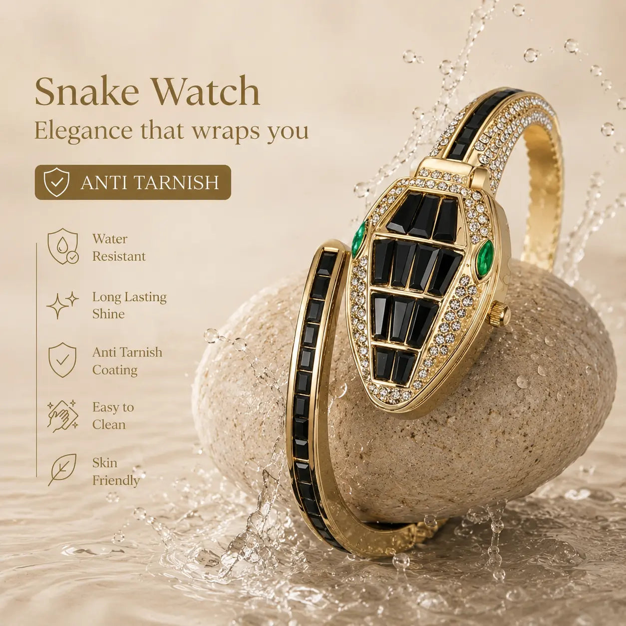 Midnight Snake Bracelet Watch