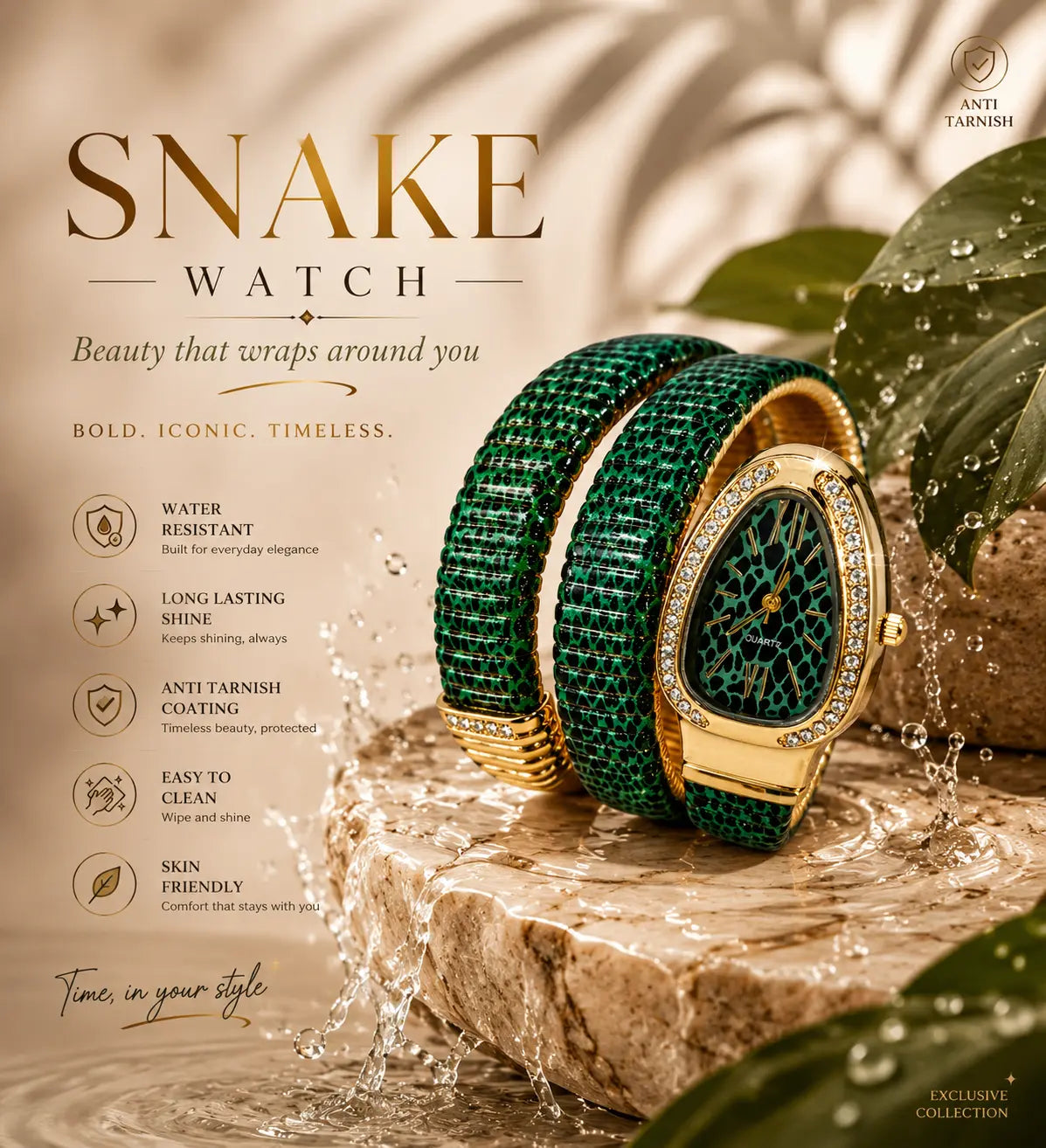 Forest Snake Bracelet Watch