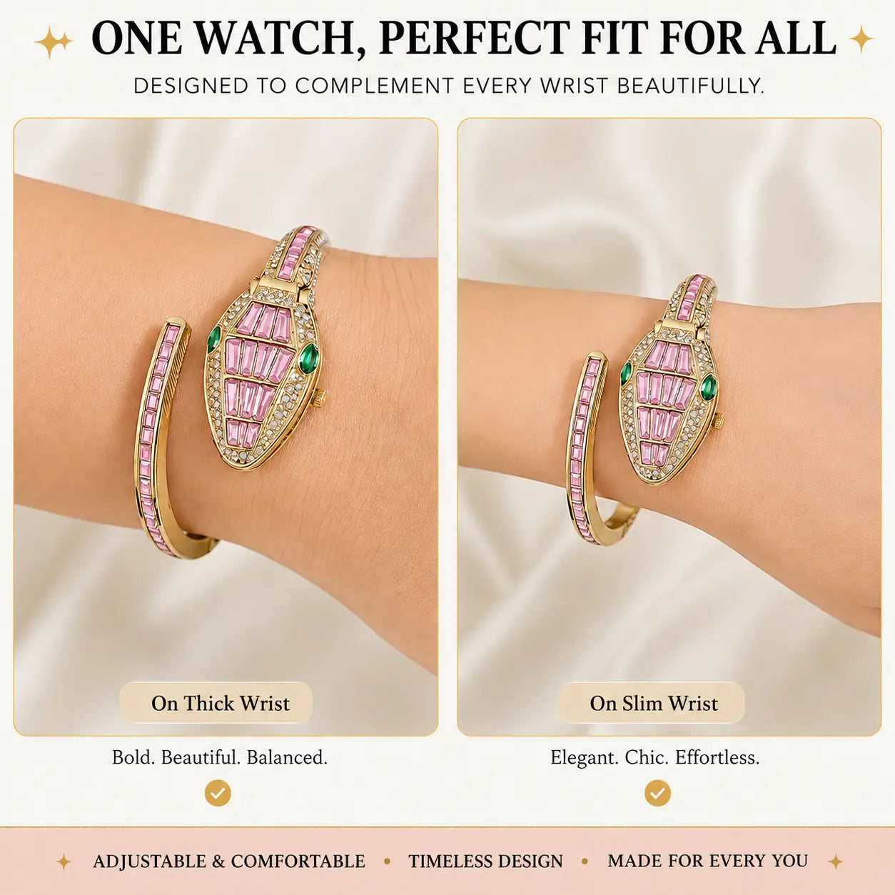Pink Bloom Snake Bracelet Watch