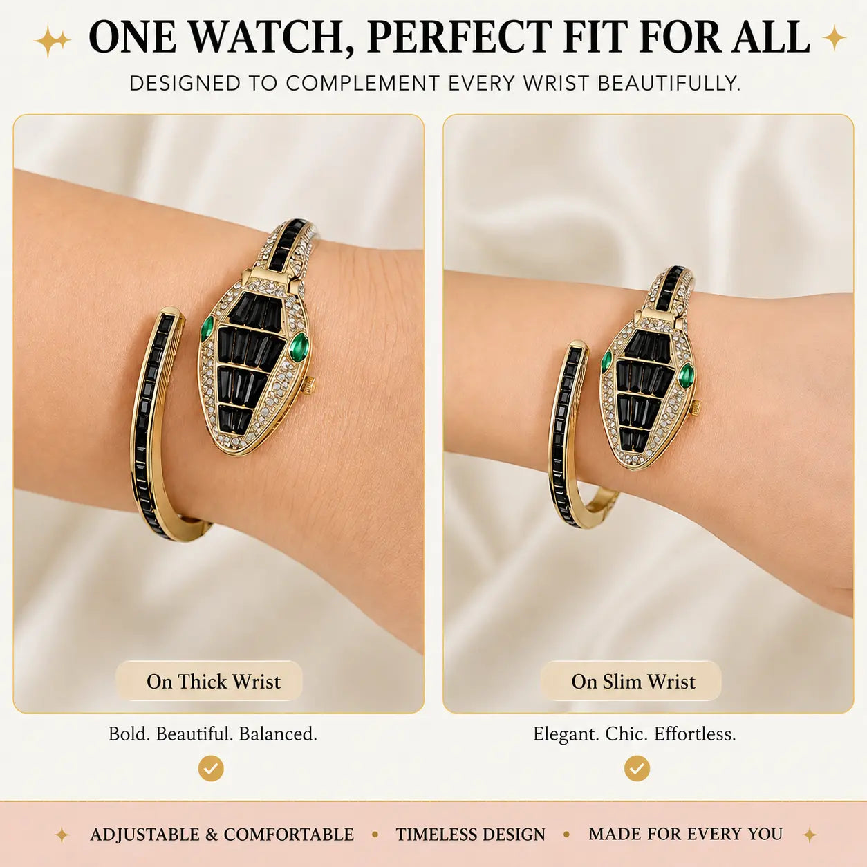 Midnight Snake Bracelet Watch