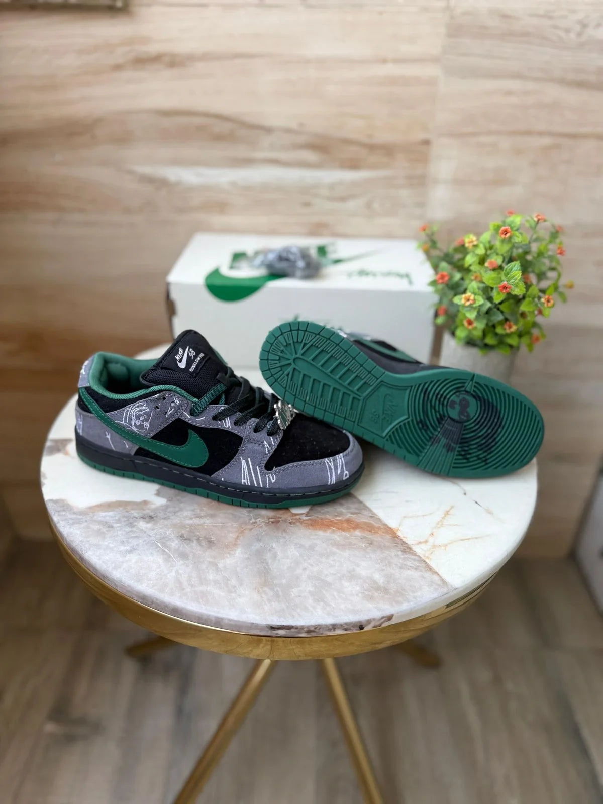 Nike SB Dunk Skateboard Sneakers Black Grey Green (40–45)