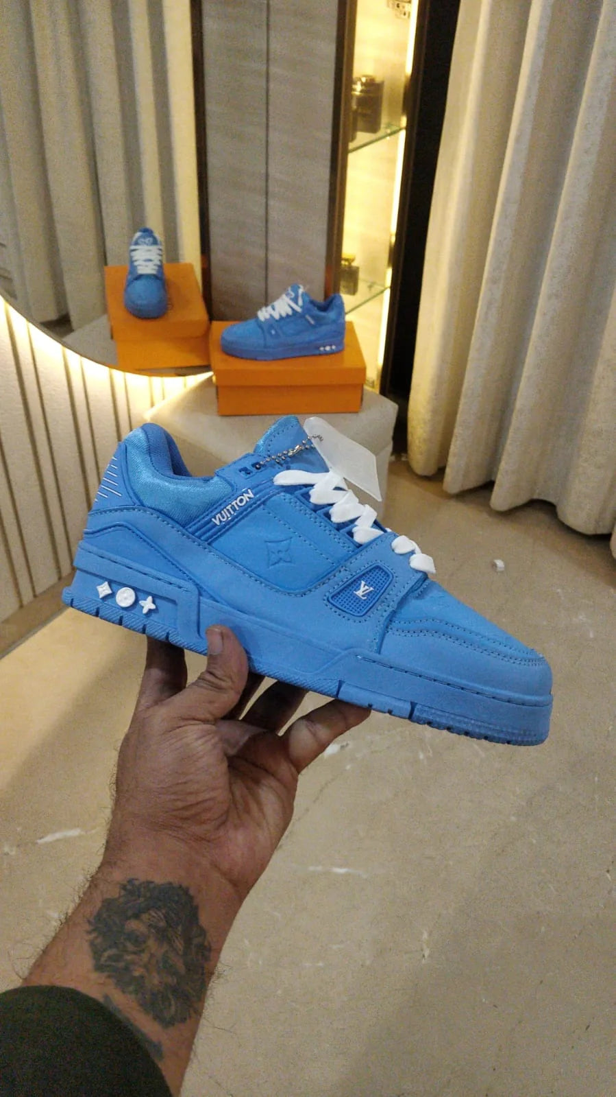 LV Style Blue Trainer Sneakers for Men (Sizes 7 to 11)