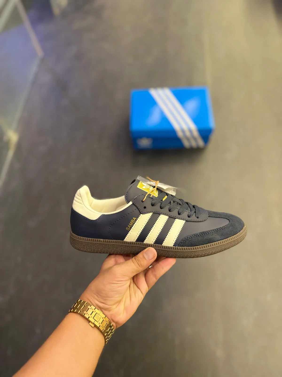 Adidas Samba Navy Leather Casual Sneakers Unisex