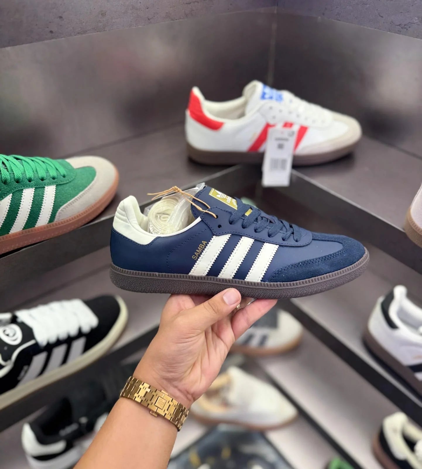 Adidas Samba Navy Leather Casual Sneakers Unisex
