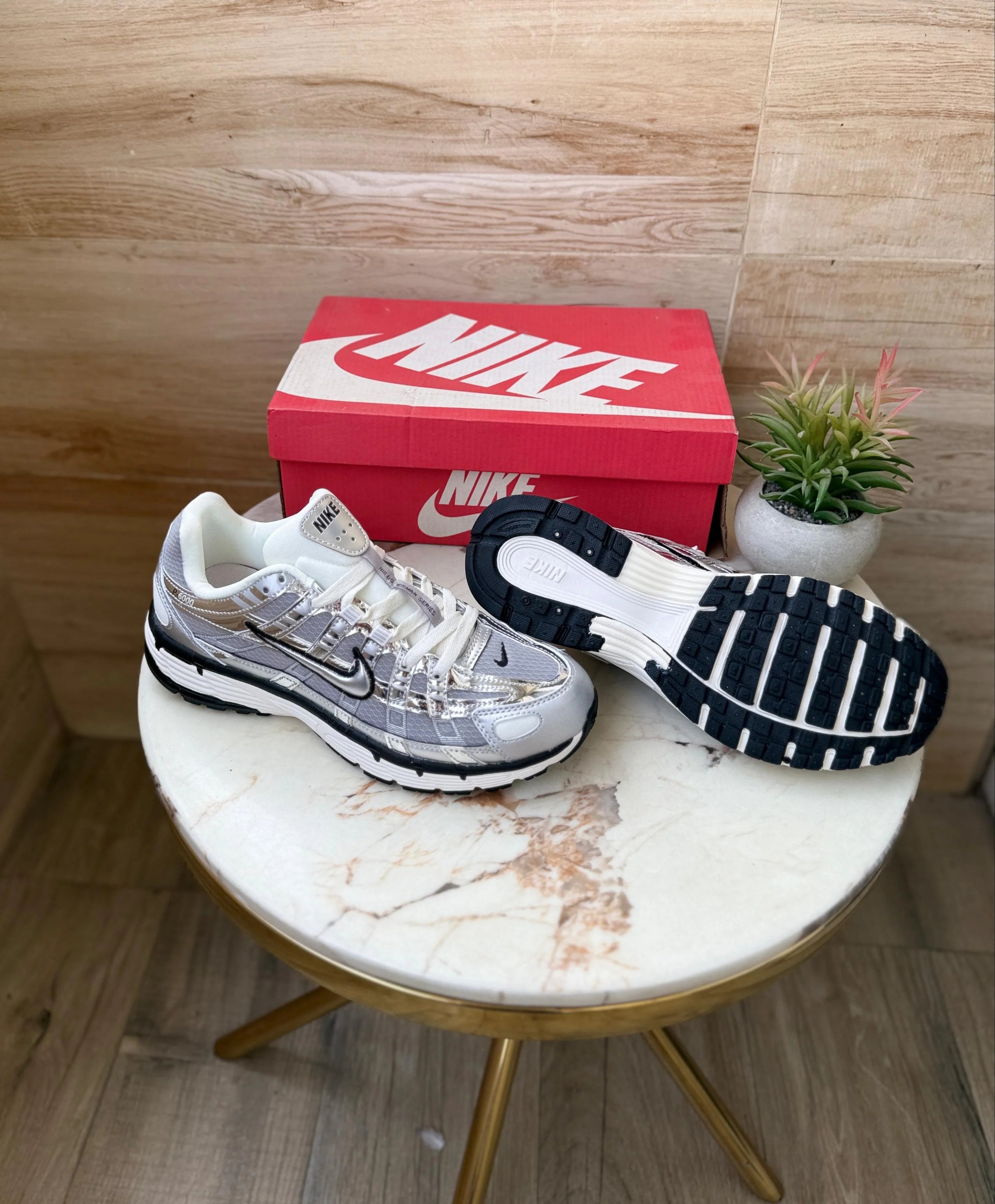 NIKE P-6000 Trainer Metallic Sneakers – Euro Sizes 40 to 45