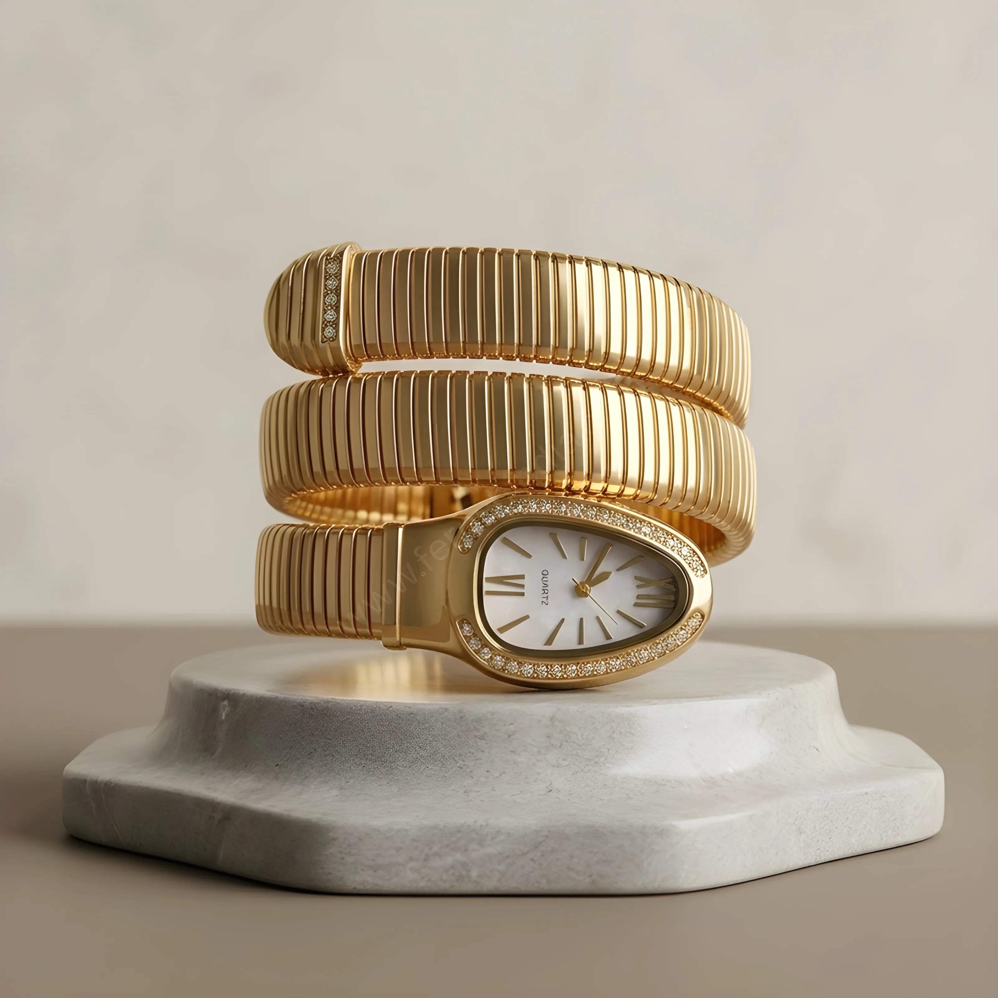 White Gold Snake Watch