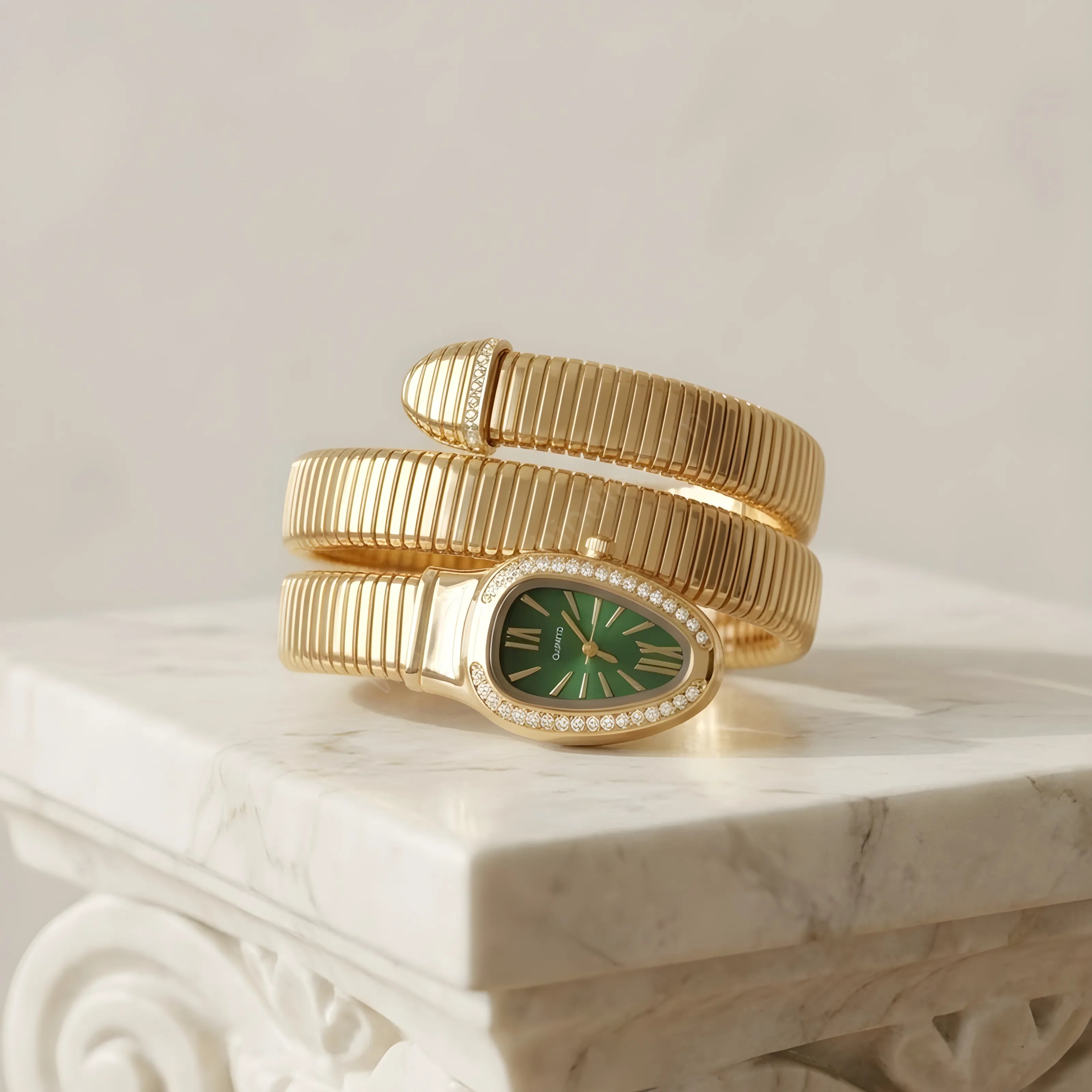 Green Gold Snake Watch