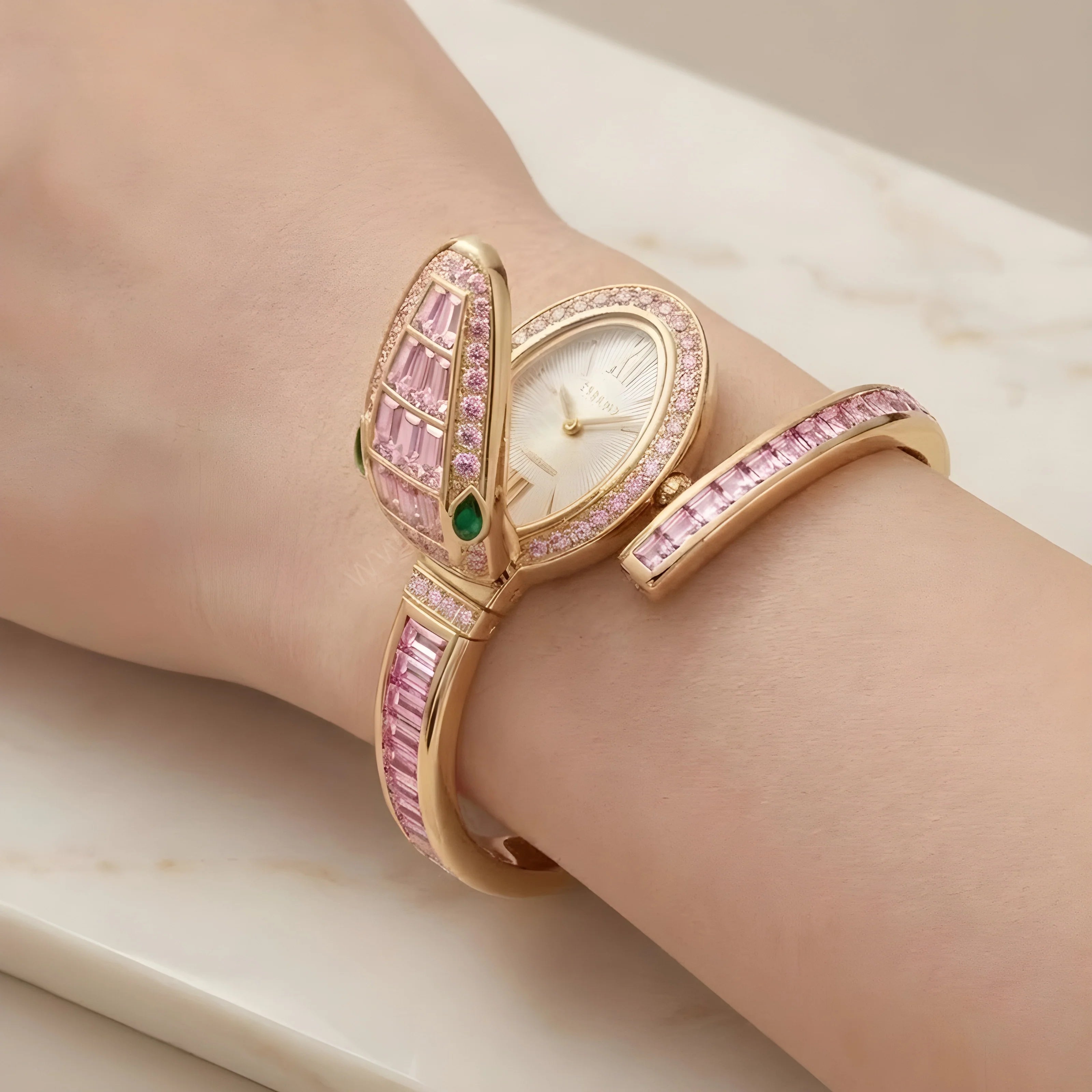 Pink Bloom Snake Bracelet Watch