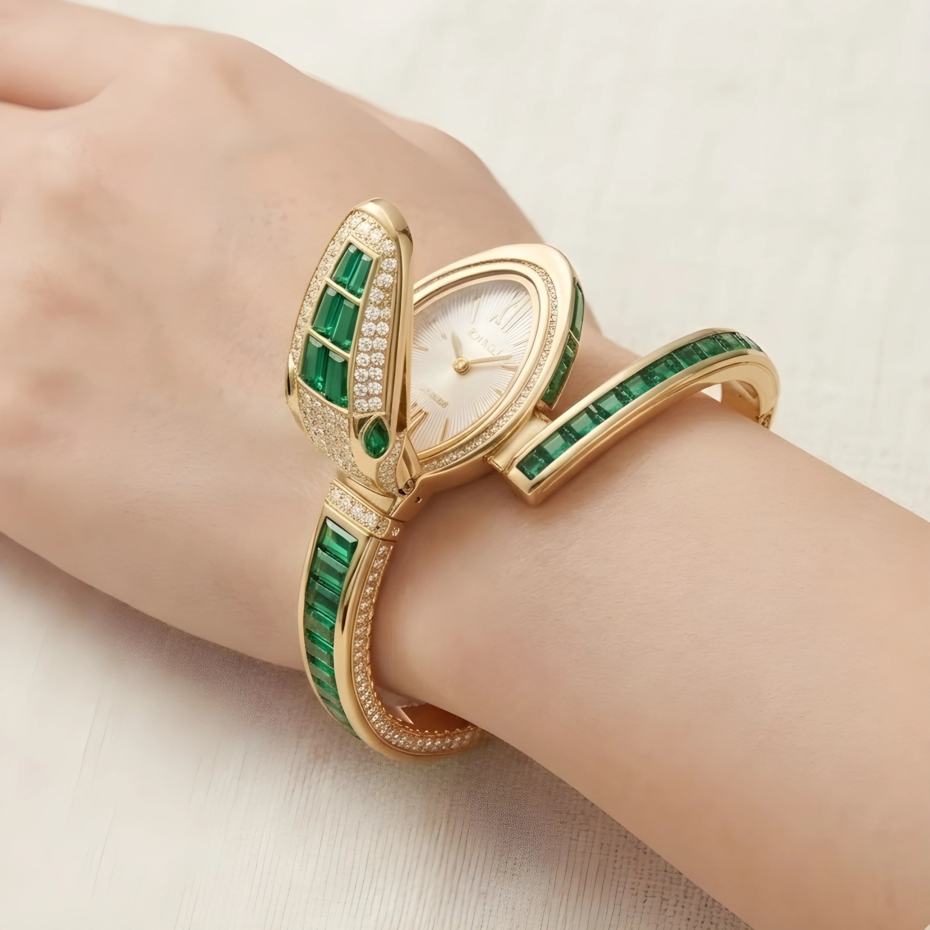 Emerald Snake Bracelet Watch