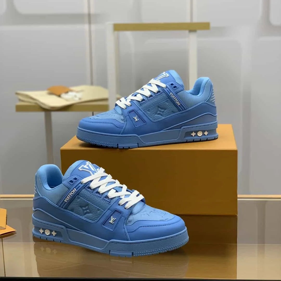 LV Style Blue Trainer Sneakers for Men (Sizes 7 to 11)