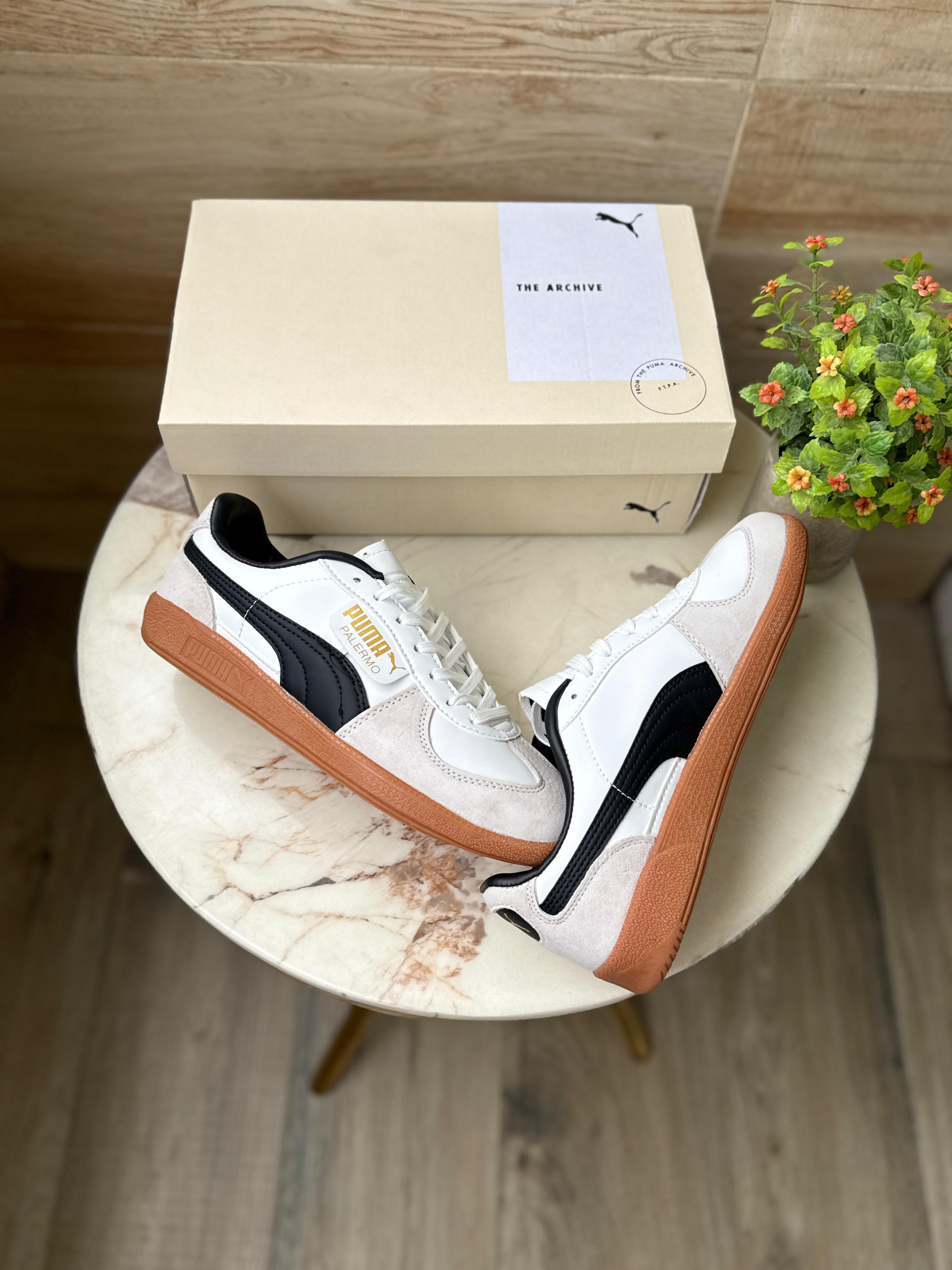 Puma Palermo OG White Sneakers – Classic White & Blue Suede Shoes