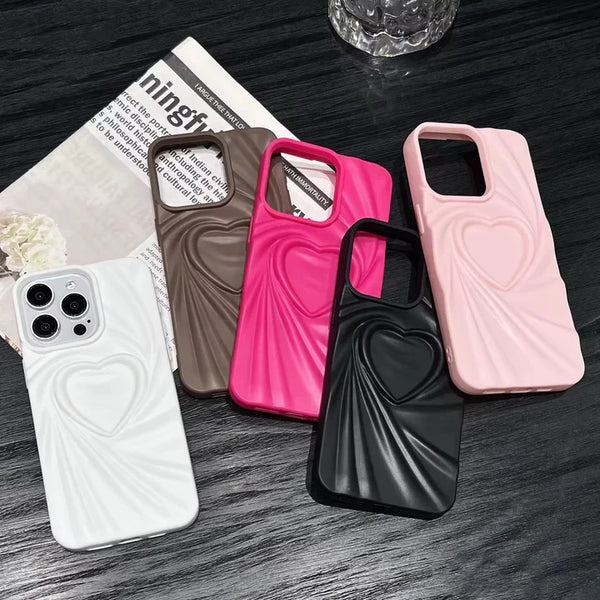 3D Heart Embossed Soft Silicone Case for iPhone  17 Series